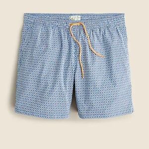 Men’s J. Crew Blue & White 6" Weightless Drawstring Waistband Swim Trunk Size S